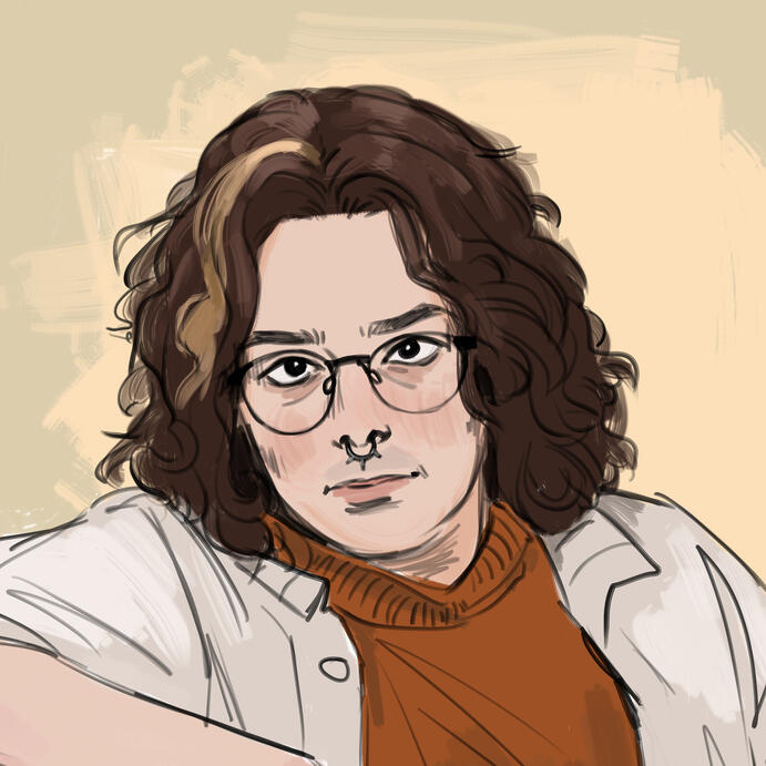 A sketch portrait of the creator, Andrew Hains.