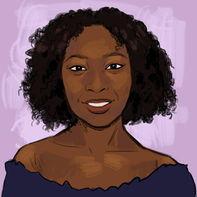 A sketch portrait of Kep Harper.